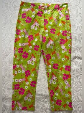 Oilily Girls Bright Lime Green Floral  Pants XL